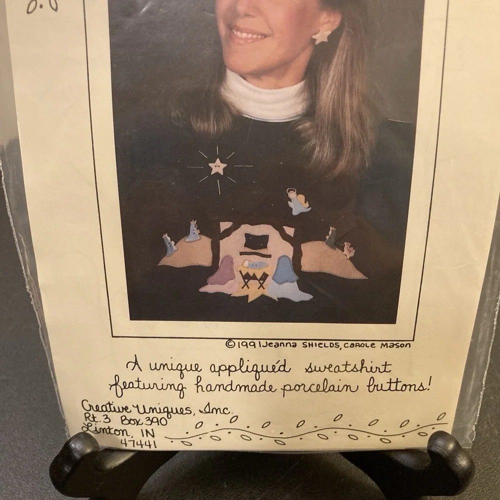 Silent Night Applique Sweatshirt Pattern Kit Creative‎ Uniques 1991 Christmas